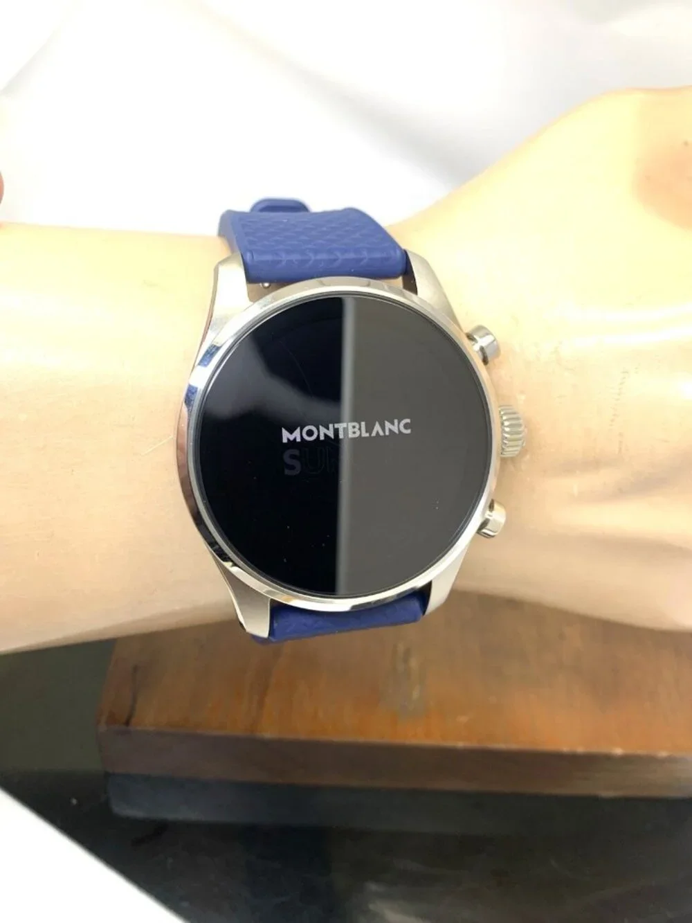 Montblanc Summit 3 Men's Watch Smartwatch Titanium Case Blue Rubber Strap 42mm
